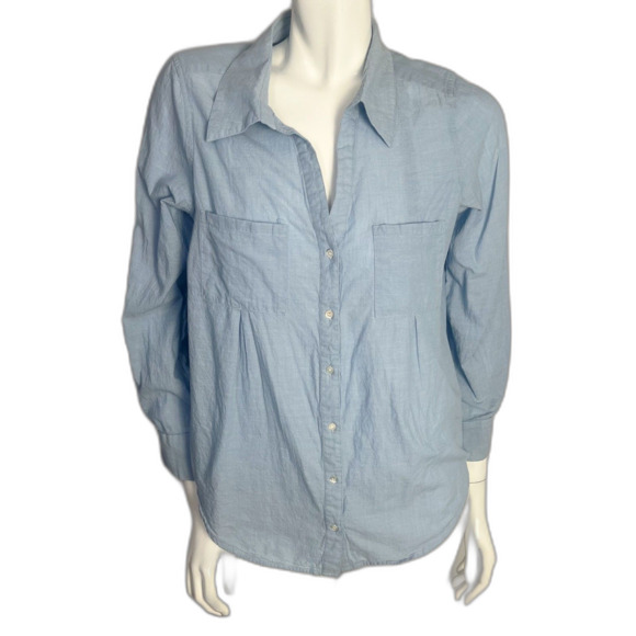 Joie Tops - Joie Blue Chambray Button Up Blouse Women's Size M